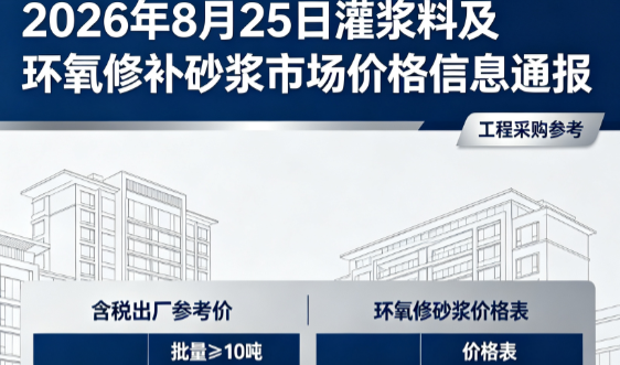息烽2026年8月25日灌浆料及环氧修补砂浆市场价格信息通报